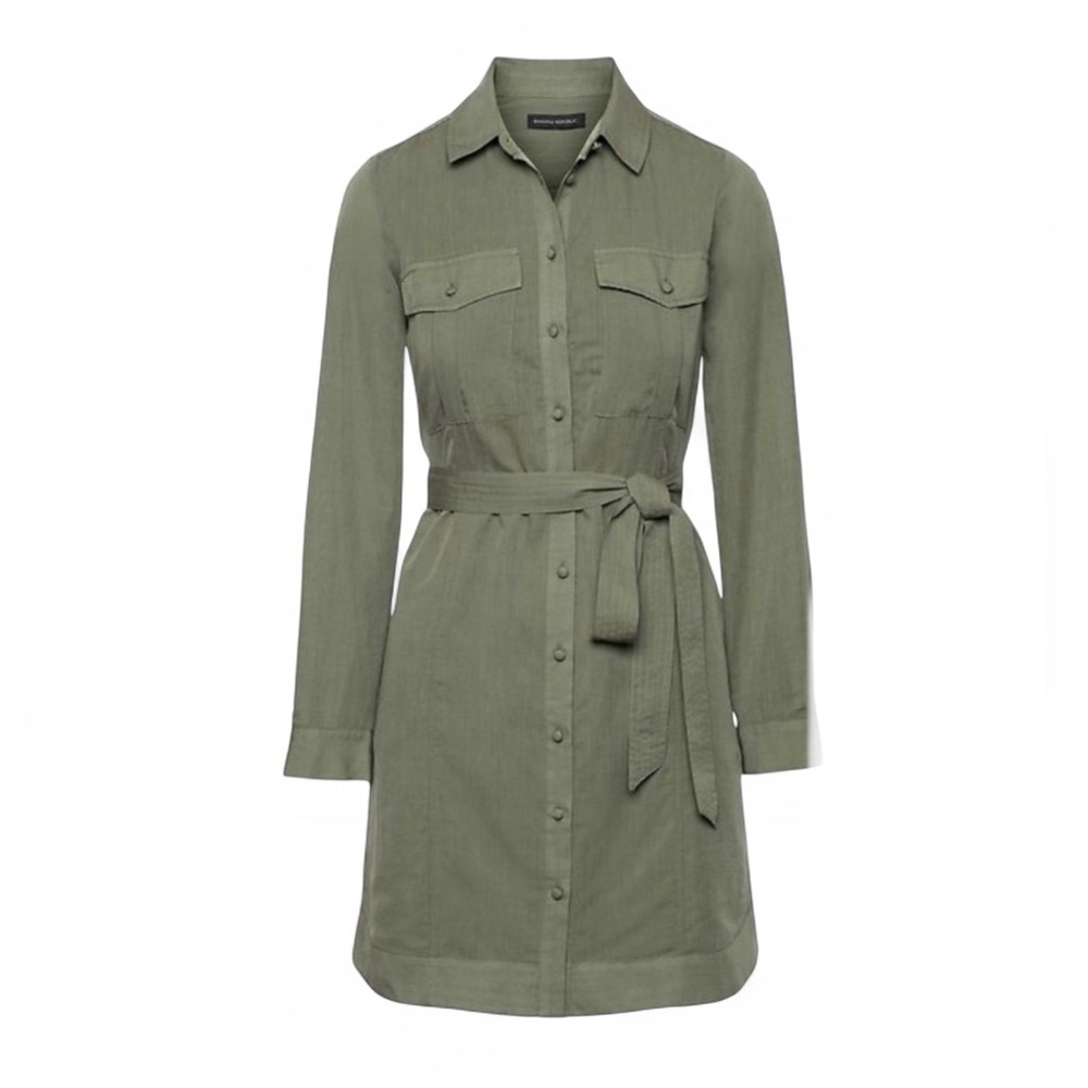 Banana Republic Utility Shirt Dress, Flight Jacket Green, Size 4